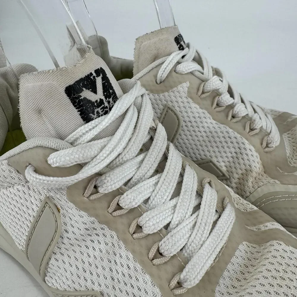 Veja Womens White and Beige Athletic Sneakers